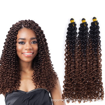 Wholesale Water Deep Twist Crochet Hair 14inch Ombre Color Synthetic Fiber Hair Water Wave Passion Braiding Hair Extensions